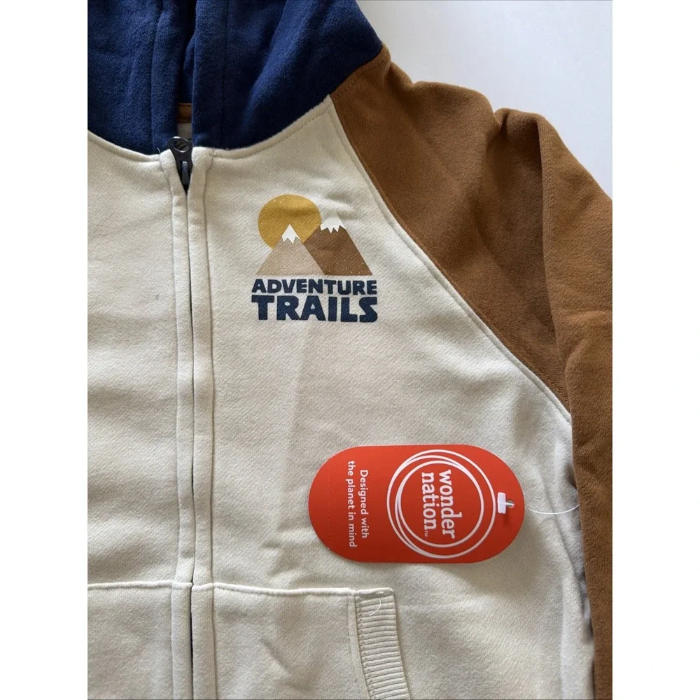Wonder Nation Adventure Trails Awaits Boy's Hooded Full Zip Sweatshirt Sz 6 NWT
